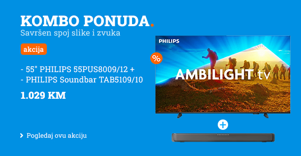 55 inch PHILIPS 55PUS8009/12 + PHILIPS Soundbar TAB5109/10 kombo ponuda