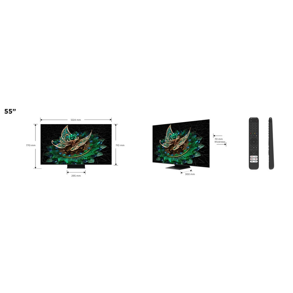 TCL 55"C765 QD-Mini LED 4K TVHDR 2400 nits; QLED PRO;ONKYO 2.1ch; 144Hz VRR; Google TV