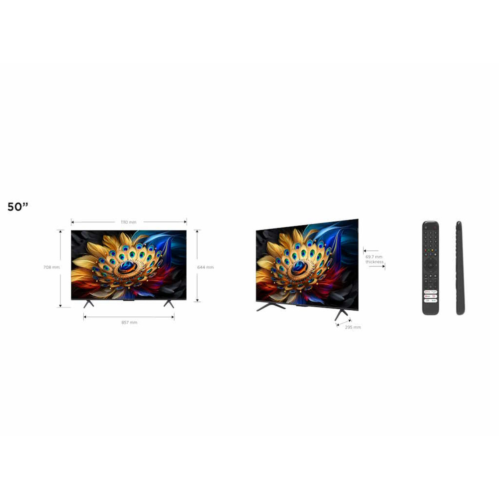 TCL 50"C655 4K QLED TVMotion Clarity 120HZ Google TVHDMI 2.1; 2.0 ONKYO Dolby Atmos
