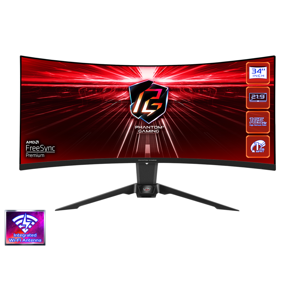 34" ASRock PG34WQ15R2B Curved Gaming Monitor