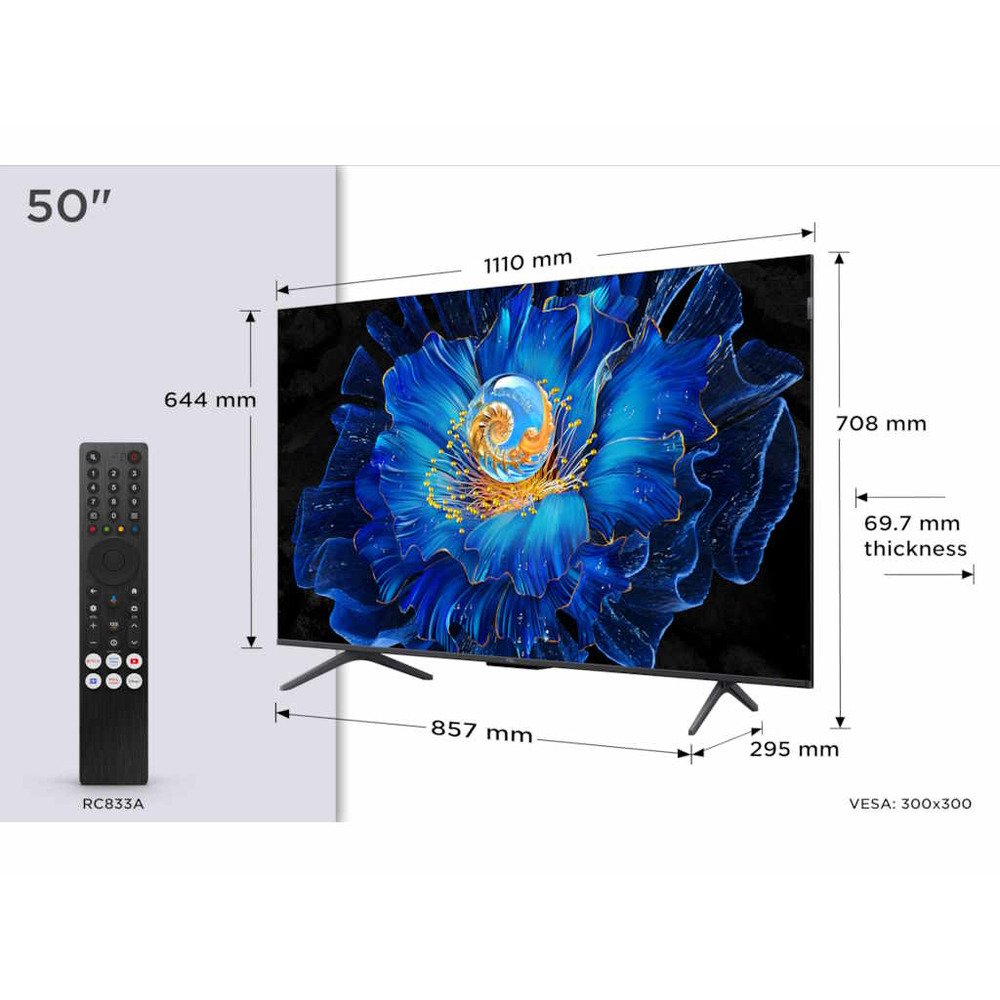 TCL 50"C6KS 4K QD-Mini LED TV60Hz Google TV; Game Master;Dolby Atmos; Onkyo 2.1;  HDR Premium;