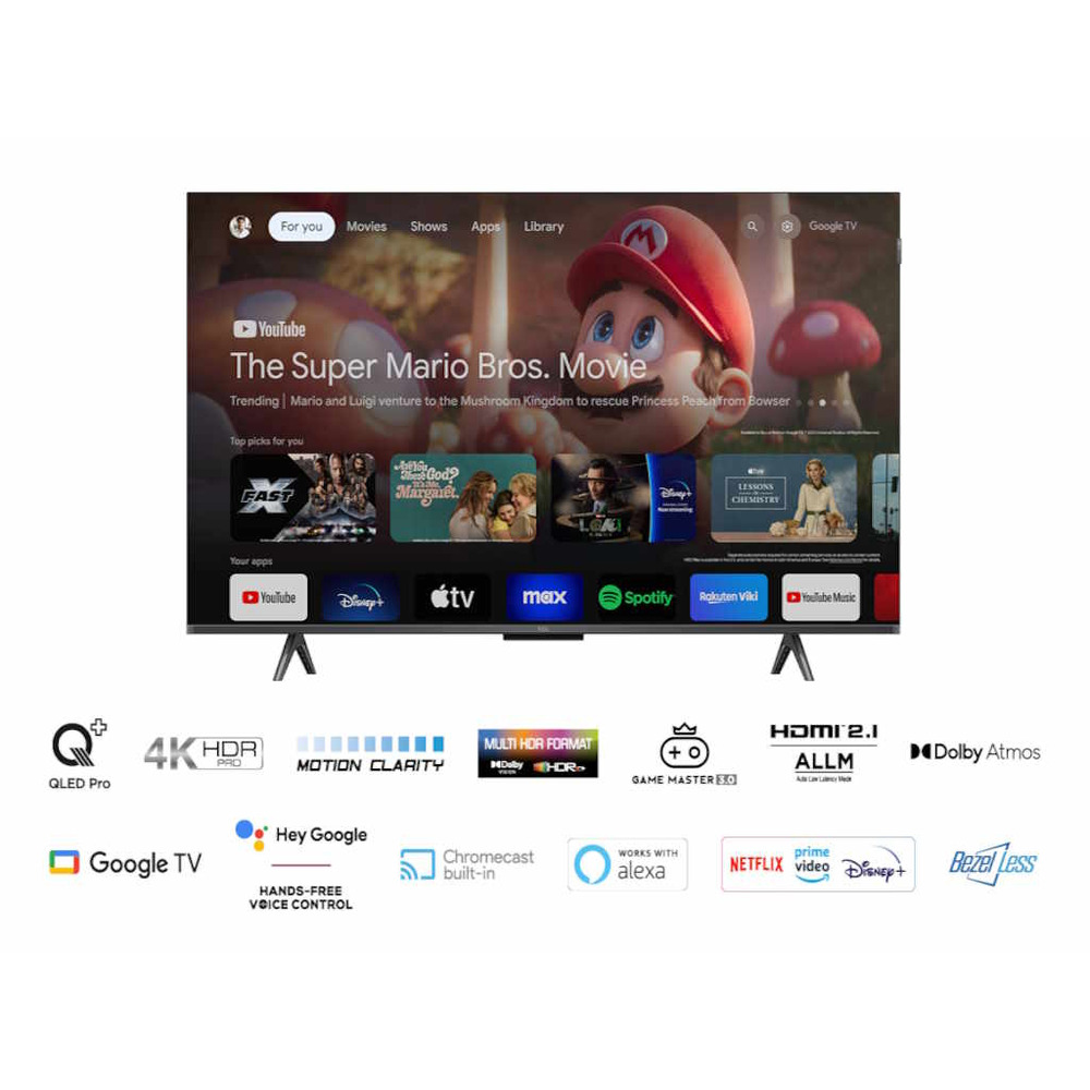 TCL 43"C655 4K QLED TVMotion Clarity 120HZ Google TVHDMI 2.1; 2.0 ONKYO Dolby Atmos