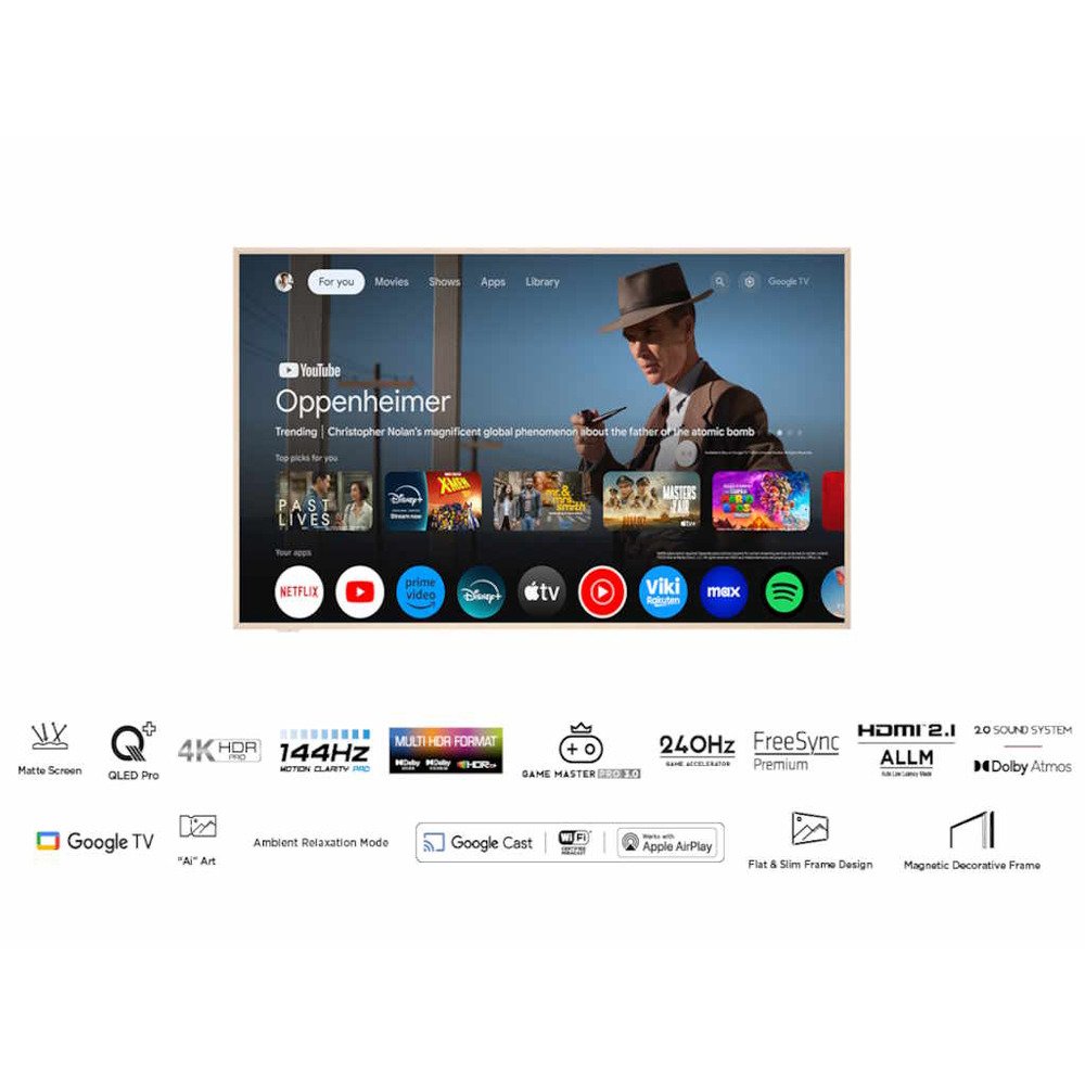 TCL 75"A300W NXTVISION 4K QLEDGoogle OS; 144Hz VRR ART TV;Dolby Atmos; Ambient mode; HDMI 2.1