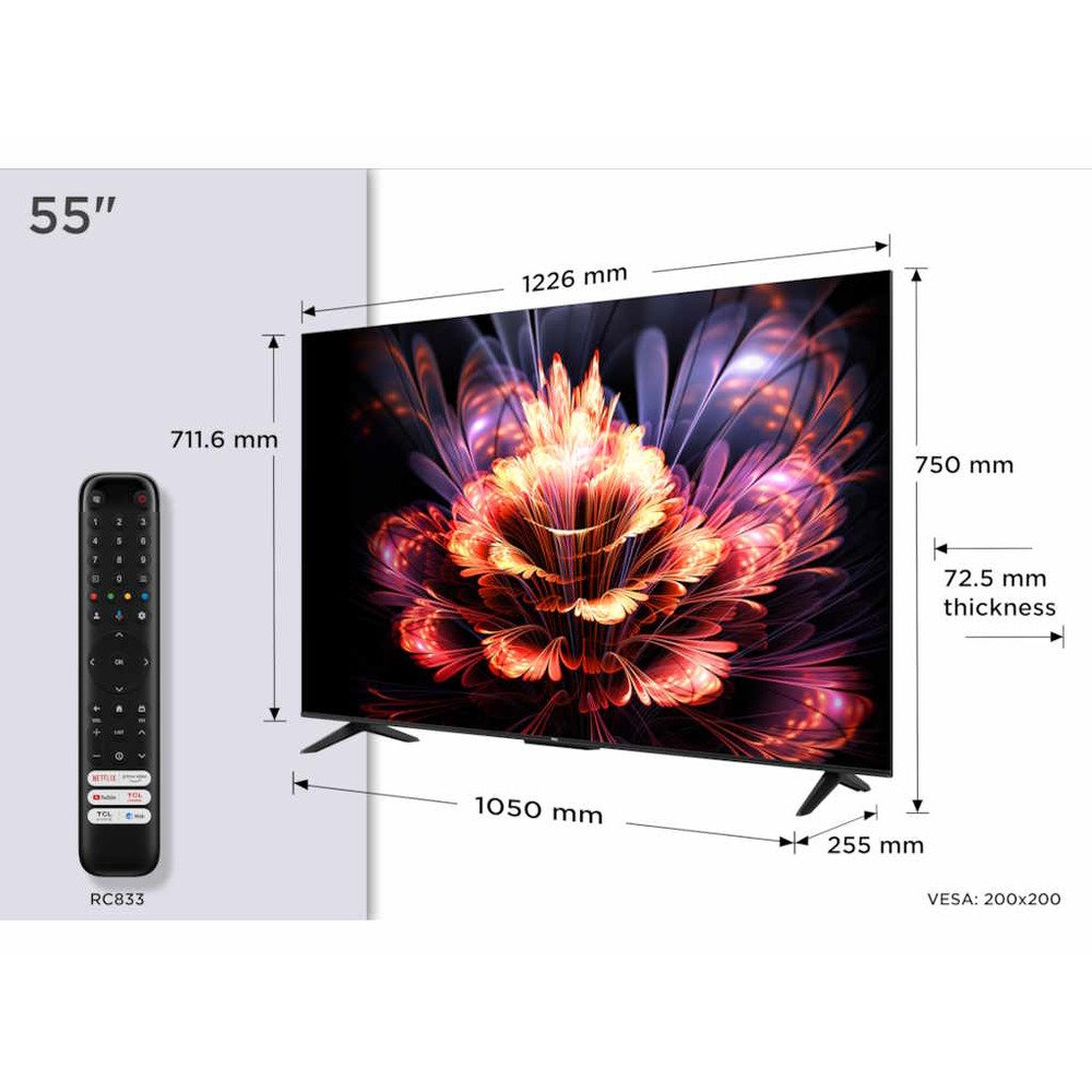 TCL 55"V6C 4K TV Google OSHDR10 HVA Panel Motion ClarityDolby Audio; AiPQ Processor;