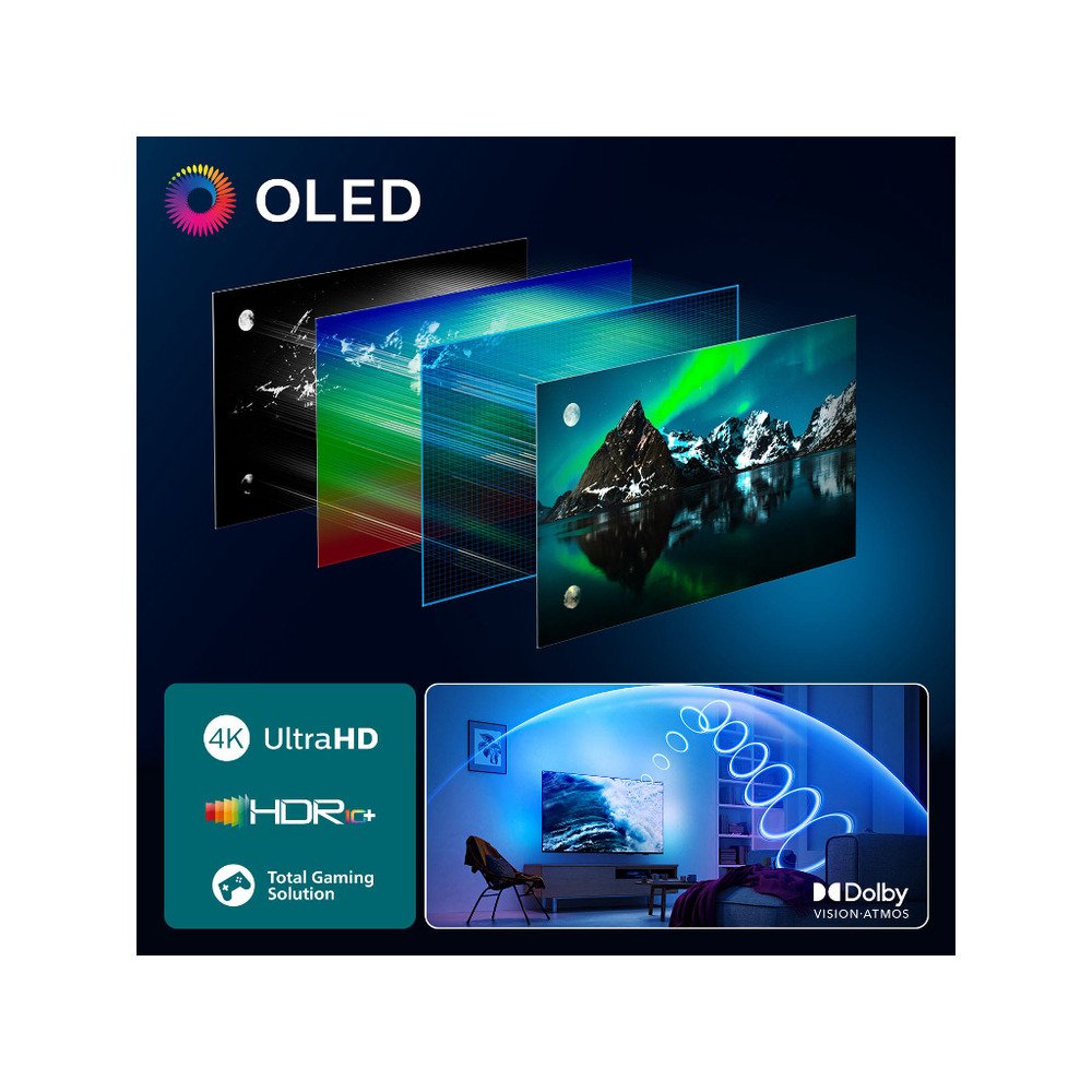 Philips 65''OLED770 4K TitanAmbilight s 3 strane; 2.1 HDMI; P5 AI perfect; panel 120 HZ