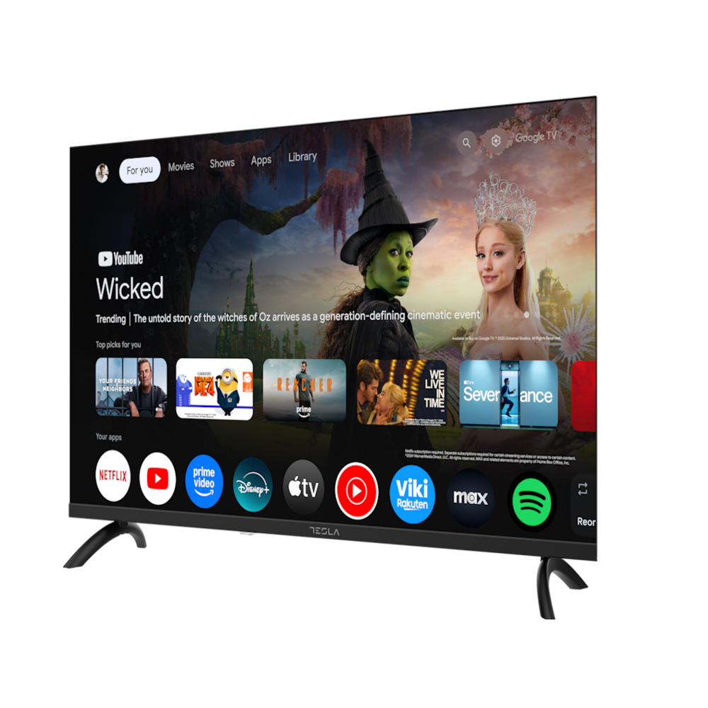 TESLA TV 32E655BHS HD Google  Powered by Google TV  2x10W Box Speakers