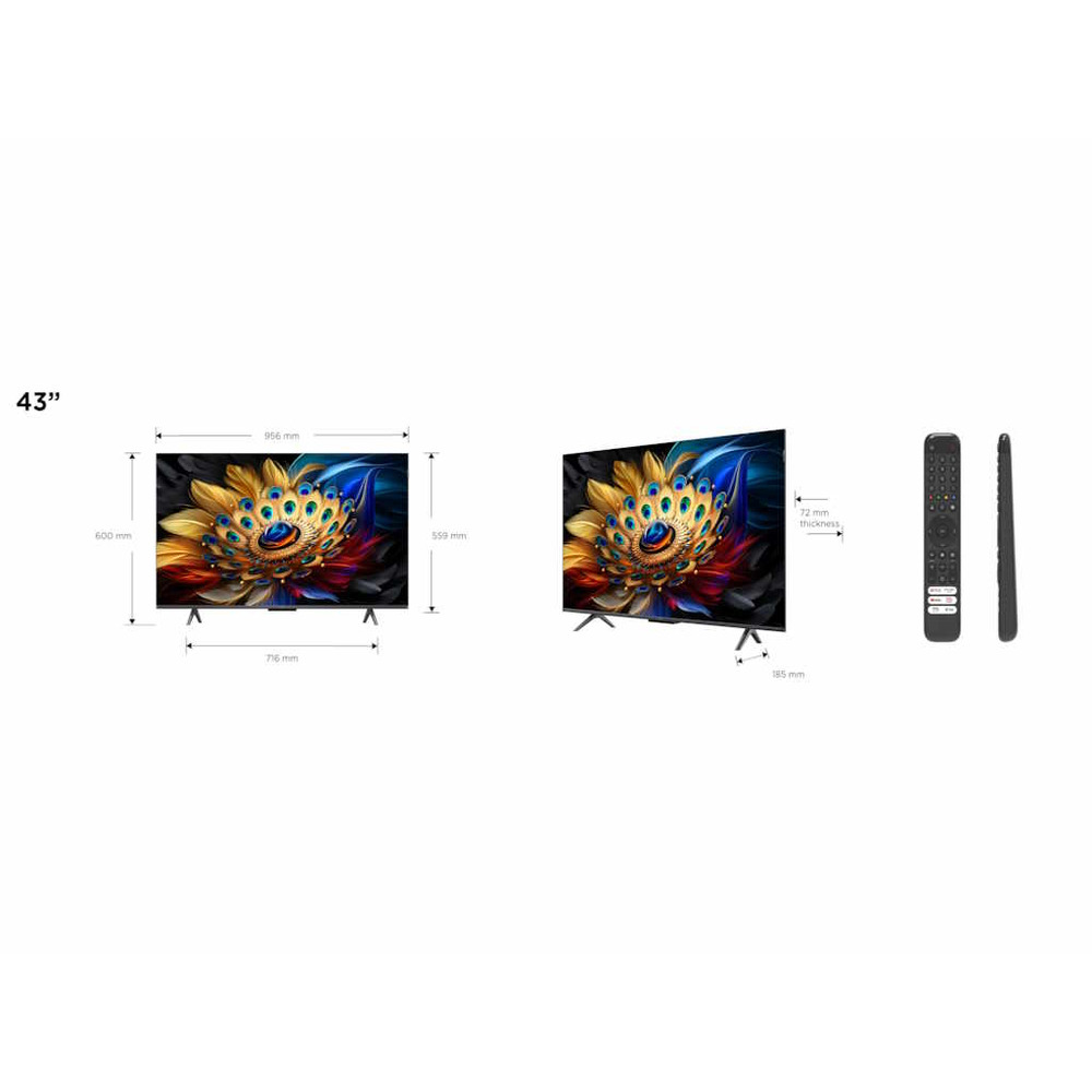 TCL 43"C655 4K QLED TVMotion Clarity 120HZ Google TVHDMI 2.1; 2.0 ONKYO Dolby Atmos