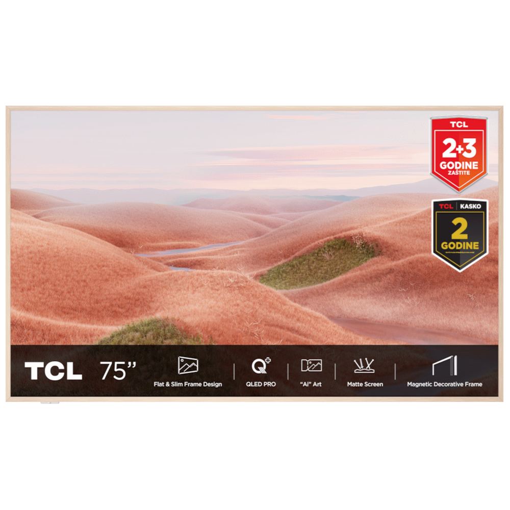 TCL 75"A300W NXTVISION 4K QLEDGoogle OS; 144Hz VRR ART TV;Dolby Atmos; Ambient mode; HDMI 2.1