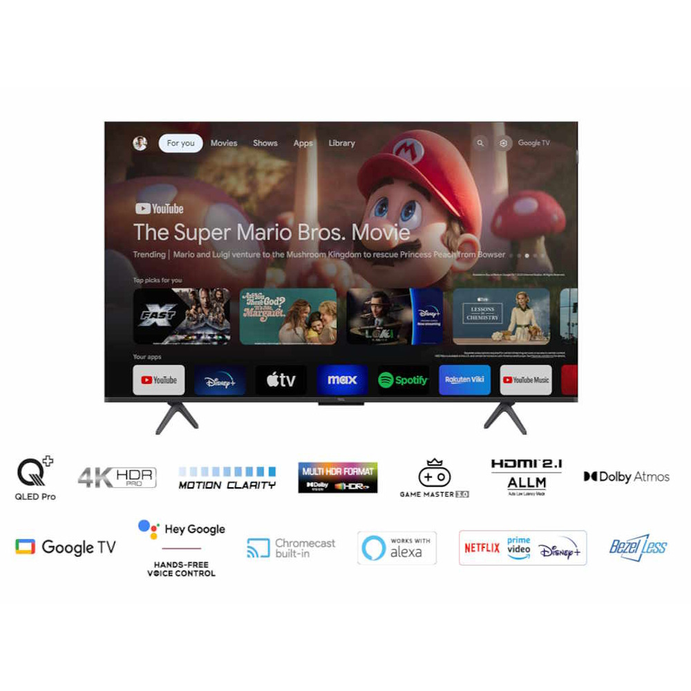 TCL 50"C655 4K QLED TVMotion Clarity 120HZ Google TVHDMI 2.1; 2.0 ONKYO Dolby Atmos