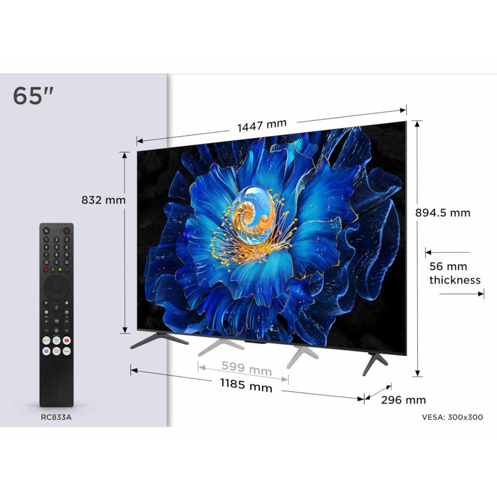 TCL 65"C6KS 4K QD-Mini LED TV60Hz Google TV; Game Master;Dolby Atmos; Onkyo 2.1; HDR Premium;